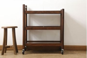 中古　美品　松本民芸家具　シックな雰囲気漂うB型ワゴン(サイドワゴン、キッチンワゴン、キャスターワゴン、花台)(R-055840)