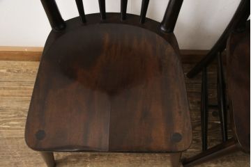 中古　美品　松本民芸家具　220F型　シックな佇まいが魅力的なチェア2脚セット(ダイニングチェア、板座チェア、椅子)(R-055841)