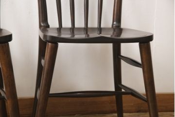 中古　美品　松本民芸家具　220F型　シックな佇まいが魅力的なチェア2脚セット(ダイニングチェア、板座チェア、椅子)(R-055841)