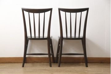 中古　美品　松本民芸家具　220F型　シックな佇まいが魅力的なチェア2脚セット(ダイニングチェア、板座チェア、椅子)(R-055841)