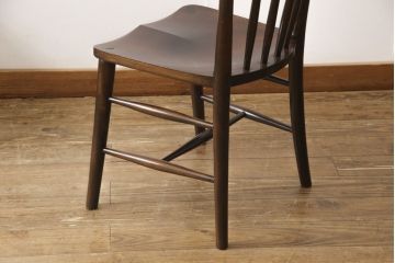 中古　美品　松本民芸家具　220F型　シックな佇まいが魅力的なチェア2脚セット(ダイニングチェア、板座チェア、椅子)(R-055841)