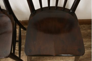 中古　松本民芸家具　220F型　シックな佇まいが魅力的なチェア2脚セット(ダイニングチェア、板座チェア、椅子)(R-055842)