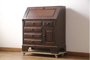 中古　北海道民芸家具　上質な作りが魅力のライティングビューロー(机、在宅ワーク用デスク、ワークデスク、引き出し)(定価約34万円)(R-055843)