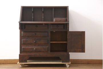 中古　北海道民芸家具　上質な作りが魅力のライティングビューロー(机、在宅ワーク用デスク、ワークデスク、引き出し)(定価約34万円)(R-055843)
