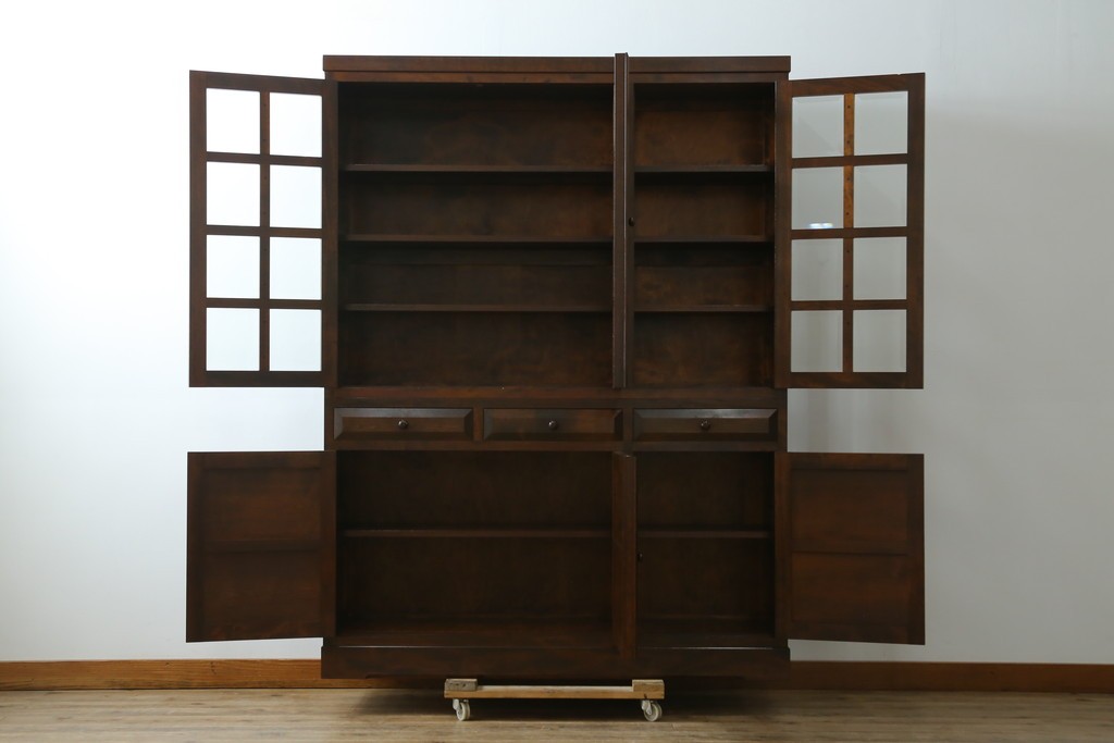 【SY様ご決済用】中古　松本民芸家具　和モダンな佇まいが美しいG-III型面取り食器棚　定価約83万円　(R-055850)