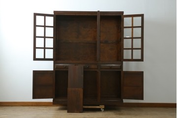 【SY様ご決済用】中古　松本民芸家具　和モダンな佇まいが美しいG-III型面取り食器棚　定価約83万円　(R-055850)