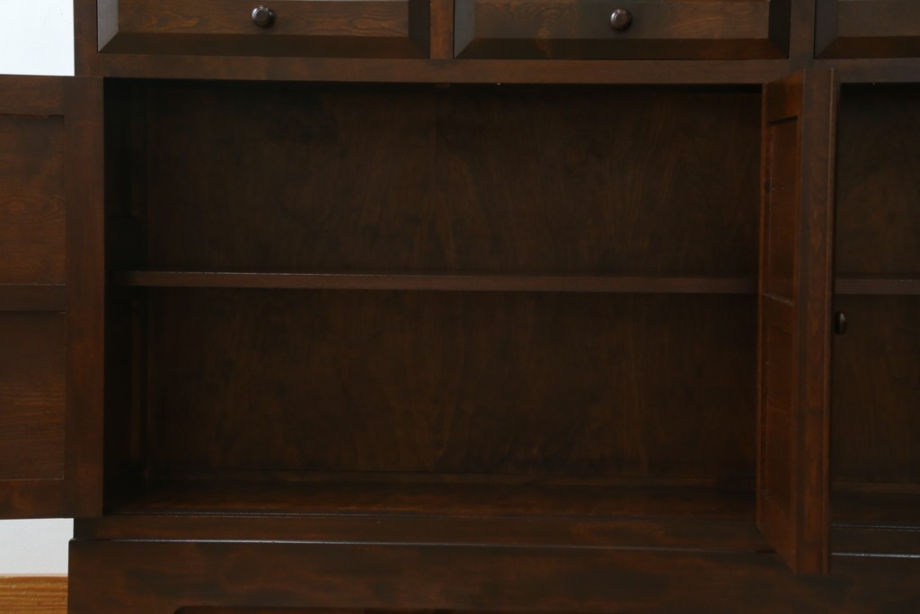 【SY様ご決済用】中古　松本民芸家具　和モダンな佇まいが美しいG-III型面取り食器棚　定価約83万円　(R-055850)