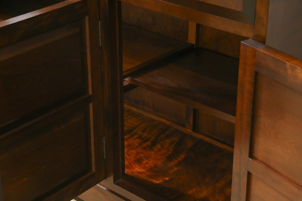 【SY様ご決済用】中古　松本民芸家具　和モダンな佇まいが美しいG-III型面取り食器棚　定価約83万円　(R-055850)