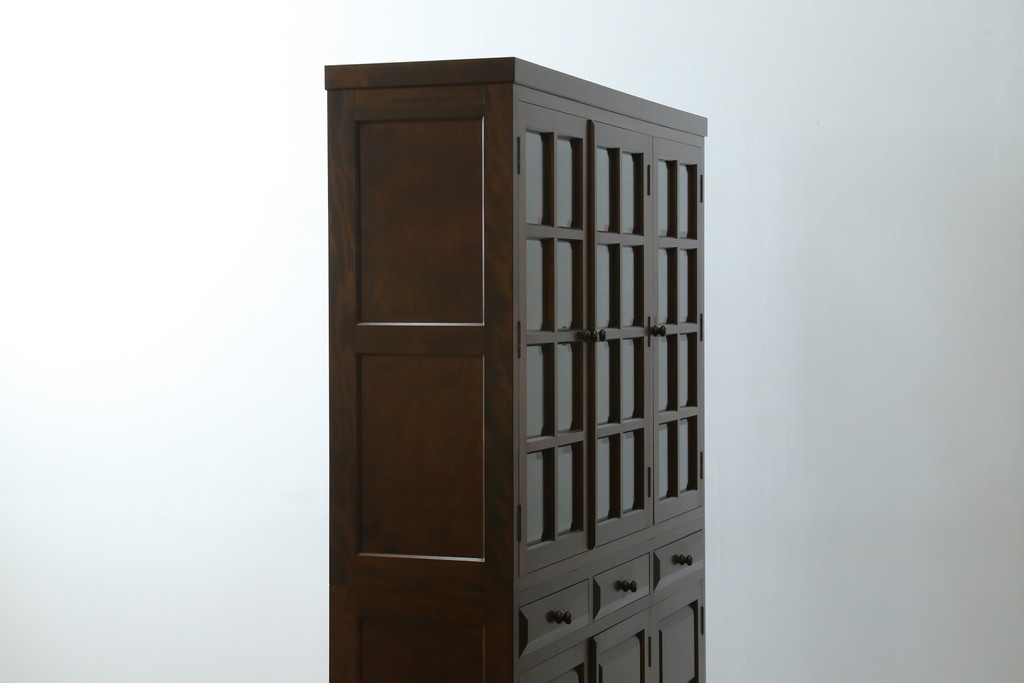 【SY様ご決済用】中古　松本民芸家具　和モダンな佇まいが美しいG-III型面取り食器棚　定価約83万円　(R-055850)