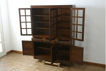 【SY様ご決済用】中古　松本民芸家具　和モダンな佇まいが美しいG-III型面取り食器棚　定価約83万円　(R-055850)