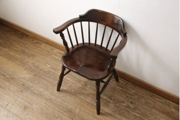 中古　美品　松本民芸家具　カフェ風インテリアにオススメのキャプテンチェア(アームチェア、板座チェア、ダイニングチェア)(R-055854)