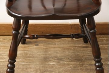 中古　美品　松本民芸家具　カフェ風インテリアにオススメのキャプテンチェア(アームチェア、板座チェア、ダイニングチェア)(R-055854)
