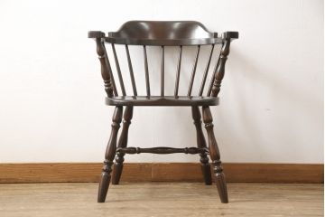 中古　美品　松本民芸家具　カフェ風インテリアにオススメのキャプテンチェア(アームチェア、板座チェア、ダイニングチェア)(R-055855)