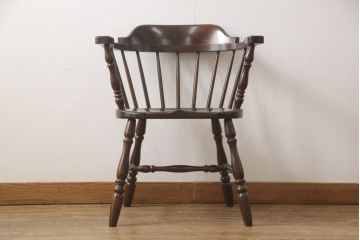 中古　美品　松本民芸家具　カフェ風インテリアにオススメのキャプテンチェア(アームチェア、板座チェア、ダイニングチェア)(R-055856)
