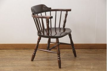 中古　美品　松本民芸家具　カフェ風インテリアにオススメのキャプテンチェア(アームチェア、板座チェア、ダイニングチェア)(R-055856)