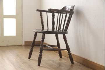 中古　美品　松本民芸家具　カフェ風インテリアにオススメのキャプテンチェア(アームチェア、板座チェア、ダイニングチェア)(R-055856)