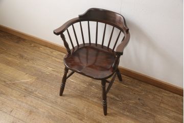 中古　美品　松本民芸家具　カフェ風インテリアにオススメのキャプテンチェア(アームチェア、板座チェア、ダイニングチェア)(R-055856)