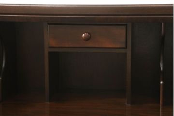 中古　国産民芸家具　カバ材　ころんとした取っ手が可愛らしいライティングビューロー(在宅ワーク、在宅用、ワークデスク、チェスト、引き出し)(R-055858)