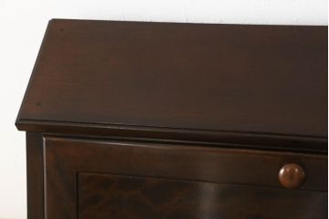 中古　国産民芸家具　カバ材　ころんとした取っ手が可愛らしいライティングビューロー(在宅ワーク、在宅用、ワークデスク、チェスト、引き出し)(R-055858)