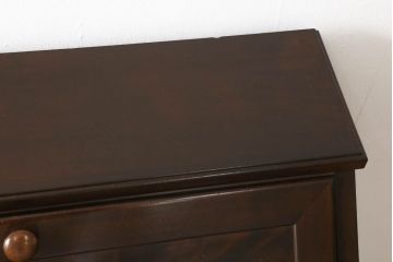 中古　国産民芸家具　カバ材　ころんとした取っ手が可愛らしいライティングビューロー(在宅ワーク、在宅用、ワークデスク、チェスト、引き出し)(R-055858)