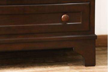中古　国産民芸家具　カバ材　ころんとした取っ手が可愛らしいライティングビューロー(在宅ワーク、在宅用、ワークデスク、チェスト、引き出し)(R-055858)