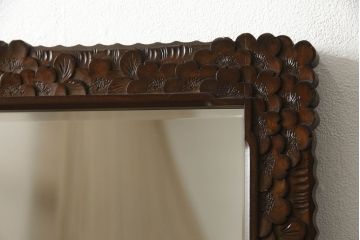 中古　美品　軽井沢彫り　細部まで施された彫刻や透かし彫りが美しい鏡台(ドレッサー、姿見、ミラー)(R-055887)