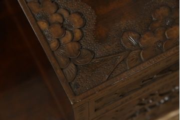 中古　美品　軽井沢彫り　細部まで施された彫刻や透かし彫りが美しい鏡台(ドレッサー、姿見、ミラー)(R-055887)
