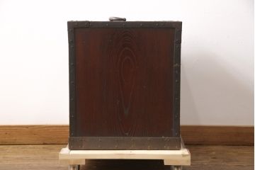 極上品・極美品!　完全オリジナル　総欅材製・厚手金具の素晴らしい作り!アンティーク佐渡船箪笥(掛硯型、懸硯型、時代箪笥、工芸箪笥、骨董)(R-055889)