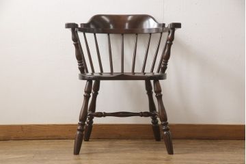 中古　美品　松本民芸家具　#91型　落ち着きのある大人カフェ風インテリアが叶うキャプテンチェア(アームチェア、板座チェア、椅子、ダイニングチェア)(R-055896)