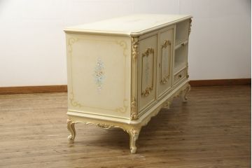 中古　イタリア　SILIK(シリック)　ロココ調　小花柄が可愛らしい雰囲気を醸し出すテレビボード(サイドボード、サイドキャビネット、リビングボード、テレビ台)(R-055920)