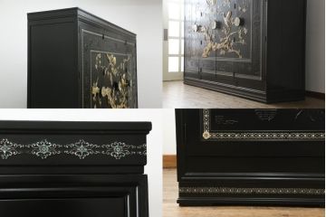 中古　美品　最高級品　組立て式　希少!豪華絢爛な装飾が存在感を放つ螺鈿細工のワードローブ(衣装タンス、収納棚、洋服タンス)(定価約500万円)(R-055928)