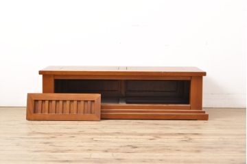 中古　民芸家具　総ケヤキ材　和の趣ある空間づくりにオススメのテレビ台(テレビボード、ローボード、収納棚、戸棚)(R-055936)