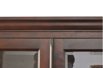 中古　美品　国産民芸家具　ガラス引き戸・開き戸付き!上質な作りの食器棚(キャビネット、カップボード、収納棚、戸棚)(R-055937)