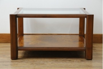 中古　美品　高級ヨーロッパ輸入家具　マホガニー材　サイドテーブル　定価約18万円　(R-055939)