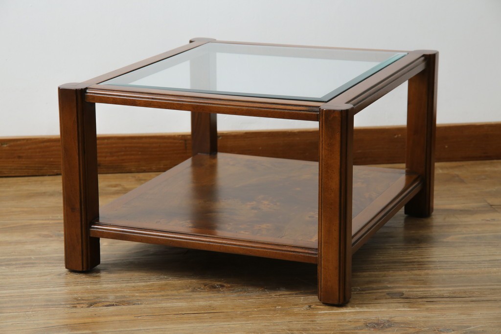 中古　美品　高級ヨーロッパ輸入家具　マホガニー材　サイドテーブル　定価約18万円　(R-055939)