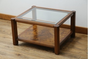 中古　美品　高級ヨーロッパ輸入家具　マホガニー材　サイドテーブル　定価約18万円　(R-055939)