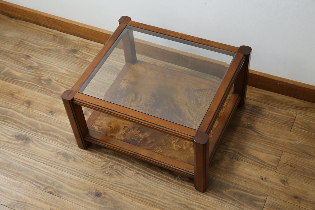 中古　美品　高級ヨーロッパ輸入家具　マホガニー材　サイドテーブル　定価約18万円　(R-055939)