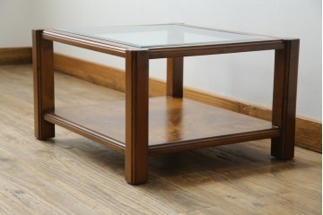 中古　美品　高級ヨーロッパ輸入家具　マホガニー材　サイドテーブル　定価約18万円　(R-055939)