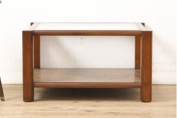中古　美品　高級ヨーロッパ輸入家具　マホガニー材　サイドテーブル(ローテーブル、ナイトテーブル、センターテーブル)(定価約18万円)(R-055939)