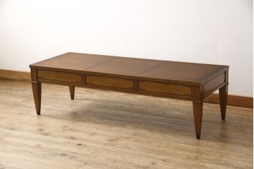 中古　DREXEL HERITAGE(ドレクセルヘリテイジ)　Triune(トライユン)　マホガニー材　クラシカルな佇まいのカクテルテーブル(定価約21万円)(センターテーブル、リビングテーブル、ローテーブル)(R-055940)