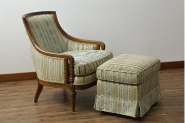 中古　美品　DREXEL HERITAGE(ドレクセルヘリテイジ)　温かみある色合いがかわいらしい1人掛けソファ+オットマンセット(一人掛け、アームチェア)(R-055943)