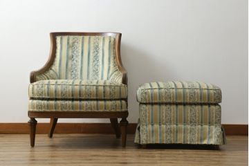 中古　美品　DREXEL HERITAGE(ドレクセルヘリテイジ)　上品な佇まいが魅力的な1人掛けソファ+オットマンセット(一人掛け、アームチェア)(R-055944)
