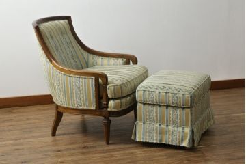 中古　美品　DREXEL HERITAGE(ドレクセルヘリテイジ)　上品な佇まいが魅力的な1人掛けソファ+オットマンセット(一人掛け、アームチェア)(R-055944)