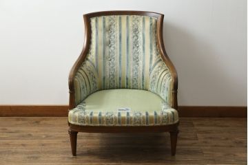 中古　美品　DREXEL HERITAGE(ドレクセルヘリテイジ)　上品な佇まいが魅力的な1人掛けソファ+オットマンセット(一人掛け、アームチェア)(R-055944)