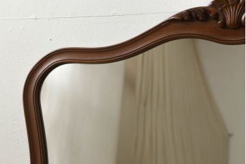 中古　美品　DREXEL HERITAGE(ドレクセルヘリテイジ)　Touraine(ツーレイン)　マホガニー材　凝ったつくりのウォールミラー(壁掛け鏡)(R-055961)