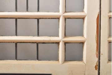 イギリスアンティーク建具　かわいいダイヤのステンドグラス入り!おしゃれなアーチ型のドア3枚セット(扉)(R-055975)