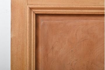 アンティーク建具　ストリップド仕上げ　総欅(ケヤキ)無垢材製!上質なガラス窓付き両開きドア1対(扉、玄関ドア)(R-055977)