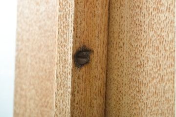 アンティーク建具　ストリップド仕上げ　総欅(ケヤキ)無垢材製!上質なガラス窓付き両開きドア1対(扉、玄関ドア)(R-055977)