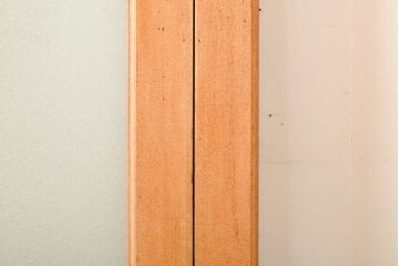 アンティーク建具　ストリップド仕上げ　総欅(ケヤキ)無垢材製!上質なガラス窓付き両開きドア1対(扉、玄関ドア)(R-055977)