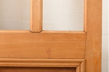 アンティーク建具　ストリップド仕上げ　総欅(ケヤキ)無垢材製!上質なガラス窓付き両開きドア1対(扉、玄関ドア)(R-055977)